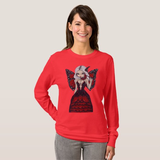 バレンタインの仮面舞踏会のゴシック様式妖精のワイシャツ Tシャツ (正面フル)