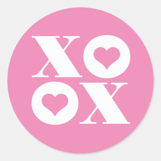 バレンタインの円形ステッカー xoxo ラウンドシール (正面)