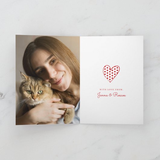 バレンタインの写真を追加する私と私の猫の休日 シーズンカード (内部)