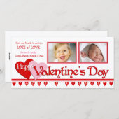 バレンタインの写真カード – 家族2フレーム シーズンカード (正面/裏面)