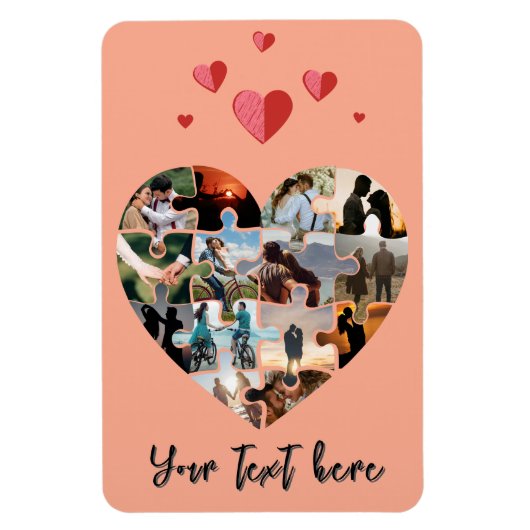 バレンタインの写真ハートギフト マグネット (縦)