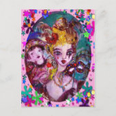 バレンタインの化粧用マスクと紙吹雪 シーズンポストカード (正面)