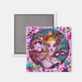 バレンタインの化粧用マスクと紙吹雪 マグネット (正面/裏面)