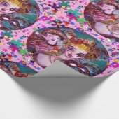 バレンタインの化粧用マスクと紙吹雪 ラッピングペーパー (角)