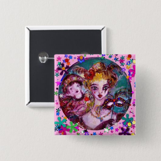 バレンタインの化粧用マスク 缶バッジ (正面&裏面)