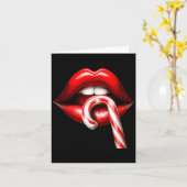 バレンタインの唇とキス バレンタインおかしいキャンディスティック カード (黄色い花)