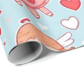 バレンタインの天使とハートラッピング紙 ラッピングペーパー (ロールコーナー)
