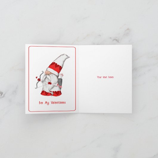 バレンタインの女の子と男の子のノームのホリデーカード シーズンカード (内部)