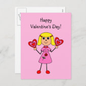 バレンタインの女の子の棒の姿 シーズンポストカード (正面/裏面)