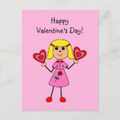 バレンタインの女の子の棒の姿 シーズンポストカード (正面)