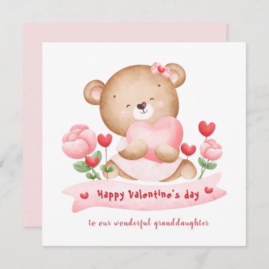 バレンタインの女の子ピンクのバレンタインデーカード カード (正面/裏面)