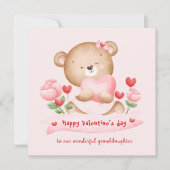 バレンタインの女の子ピンクのバレンタインデーカード カード (正面)