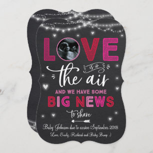 バレンタインの妊娠の発表の超音波カード 招待状