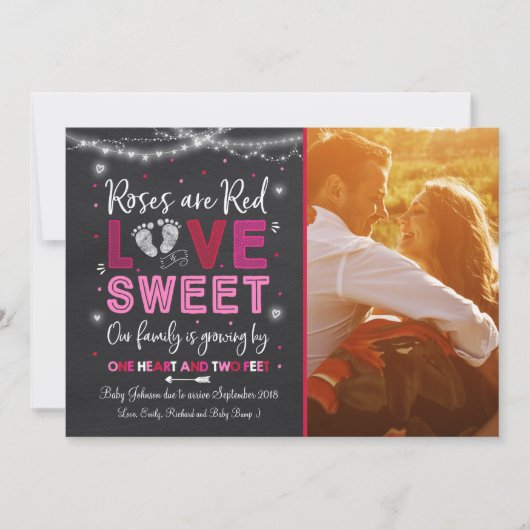 バレンタインの妊娠の発表ベビーが明らかにする シーズンカード (正面)