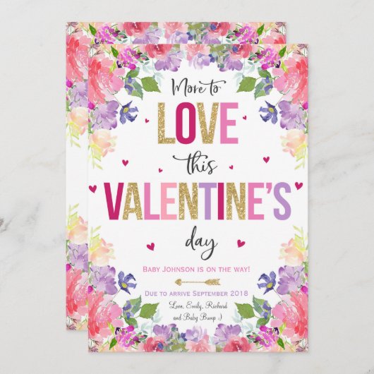 バレンタインの妊娠の発表ベビーが明らかにする シーズンカード (正面/裏面)