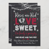 バレンタインの妊娠の発表ベビーが明らかにする 招待状 (正面/裏面)