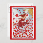 バレンタインの妖精が愛とハートを発信 シーズンポストカード (正面/裏面)