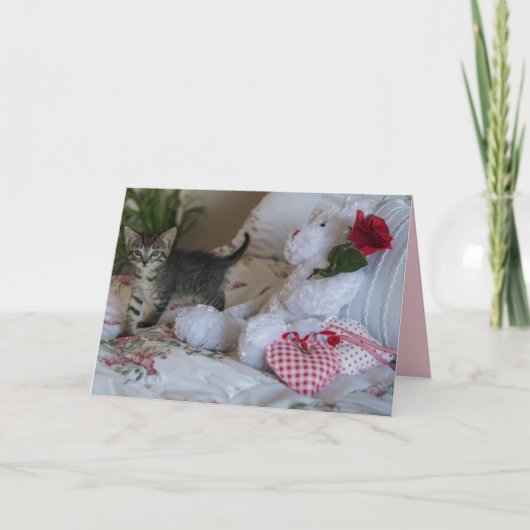 バレンタインの子ネコの挨拶状 カード (正面)