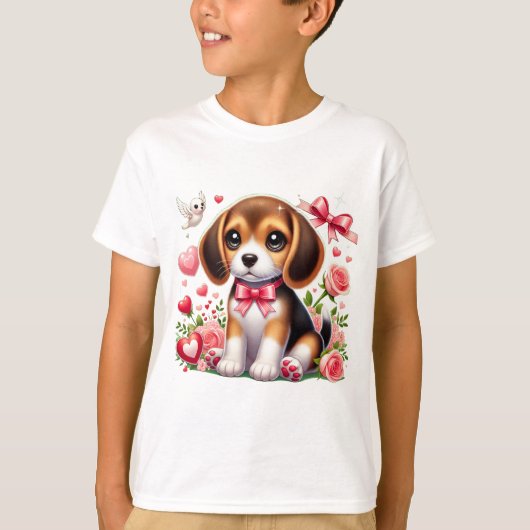 バレンタインの子犬 009 Tシャツ (正面)