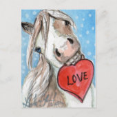 バレンタインの子馬の郵便はがきの青い目のまだら馬 シーズンポストカード (正面)