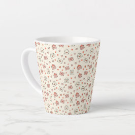 バレンタインの封筒とハート シームレスデザイン カフェラテマグ