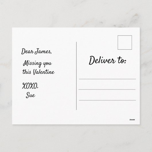 バレンタインの封筒とポップハート シーズンポストカード (裏面)