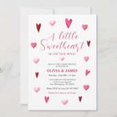 バレンタインの少し恋人の赤ちゃんシャワー 招待状 (正面)