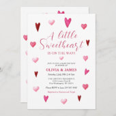 バレンタインの少し恋人の赤ちゃんシャワー 招待状 (正面/裏面)