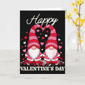 バレンタインの幸せなノーム 可愛い赤いハート 愛のノーム カード (黄色い花)