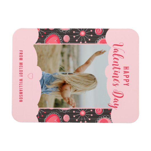 バレンタインの幻想的な赤いハートの花の名前 マグネット (横)