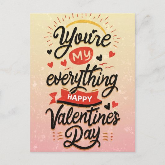 バレンタインの引用文「あなたは私の全てだ」 ポストカード (正面)