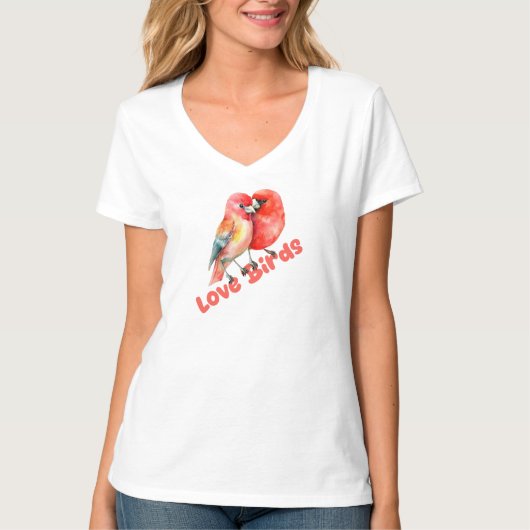 バレンタインの恋する小鳥 Tシャツ (正面)