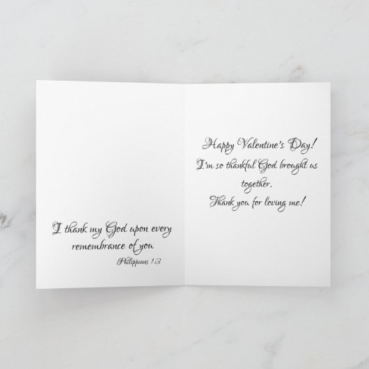 バレンタインの恋人 KJV聖書の詩とメッセージ付き カード (内部)