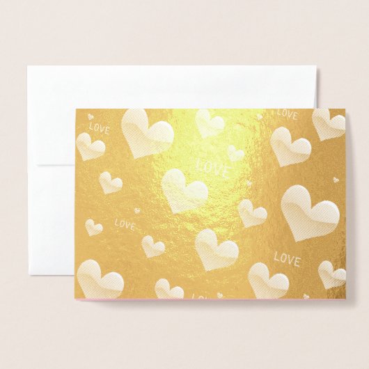 バレンタインの愛とハート、写真と引用文の追加 箔カード (封筒付き正面)