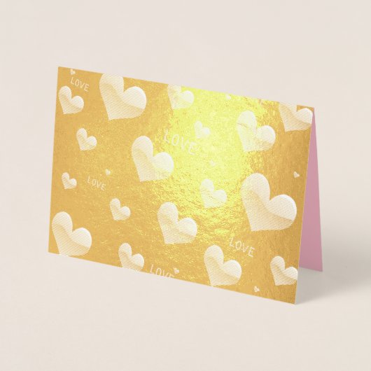 バレンタインの愛とハート、写真と引用文の追加 箔カード (正面)