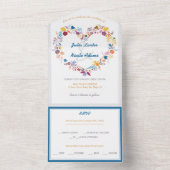 バレンタインの愛の花が咲くウェディング オールインワン招待状 (内側)