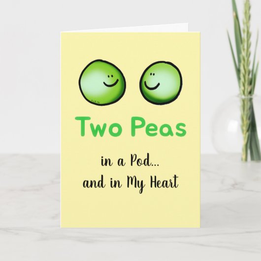 バレンタインの愛を伝える「Two Peas」カード カード (正面)