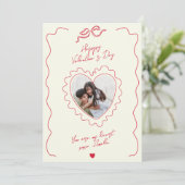 バレンタインの愛を込めた写真入りリボンフレーム シーズンカード (スタンド正面)