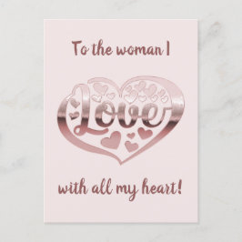 バレンタインの愛ハートメタリックバラ金ゴールドピンク ポストカード