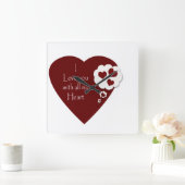 バレンタインの愛ハート時計 スクエア壁時計 (ホーム)