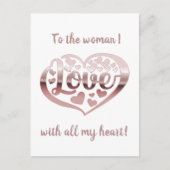 バレンタインの愛ハート金属バラ金ゴールド白 シーズンポストカード (正面)