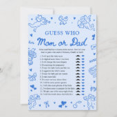 バレンタインの手描き風 Mom or Dad(ママかパパか)当てゲーム 招待状 (正面)