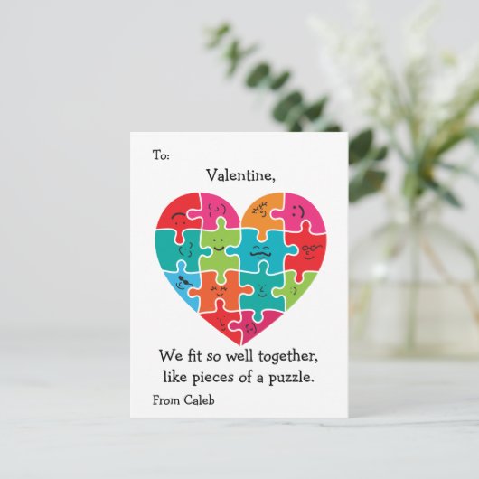 バレンタインの教室は子供の自閉症のハートを梳きます シーズンポストカード (スタンド正面)