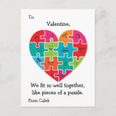 バレンタインの教室は子供の自閉症のハートを梳きます シーズンポストカード (正面)