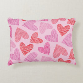 バレンタインの日は赤とピンクのハート アクセントクッション
