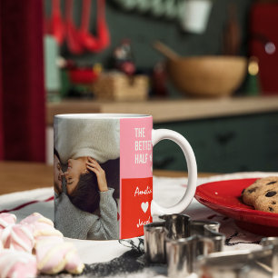 バレンタインの日ピンクと赤いハートカップルの写真 コーヒーマグカップ