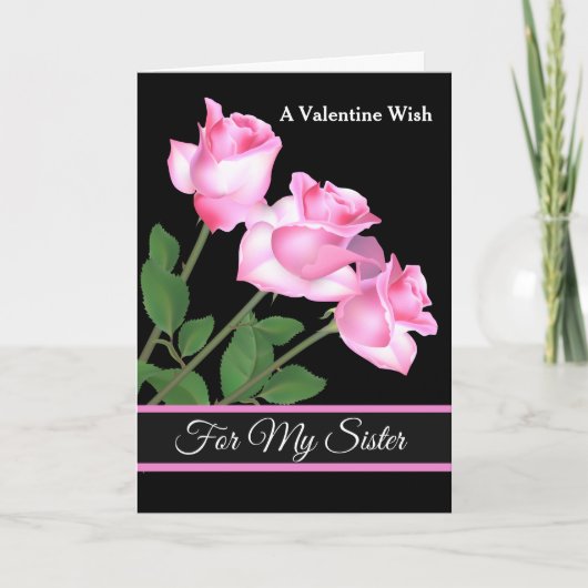 バレンタインの日私の妹のためのカードピンクのバラ シーズンカード (正面)
