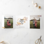 バレンタインの日4写真3折カード水色 三つ折りクリスマスカード (内部)