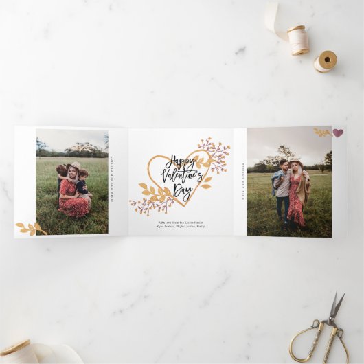 バレンタインの日4写真3折カード水色 三つ折りクリスマスカード (内部)