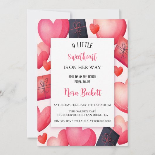 バレンタインの最も美しい贈り物とハート 招待状 (正面)